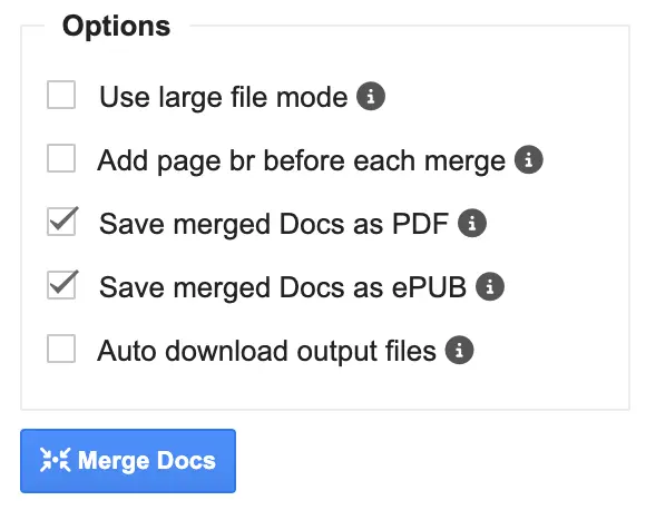 Exporting Merged documents as PDF and EPUB