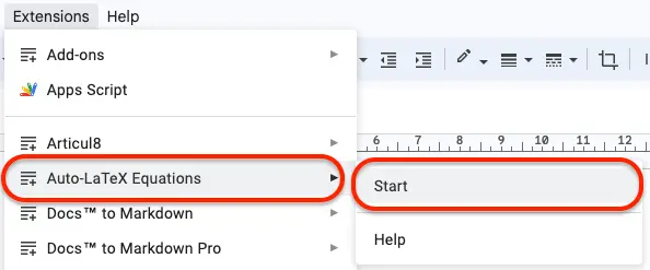 Launching Auto-LaTeX Equations add-on