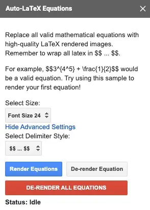 Auto-LaTeX Equations sidebar