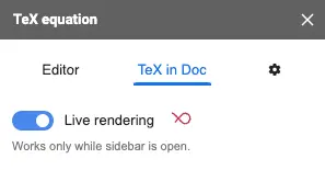 Live rendering LaTeX equation in Google Docs