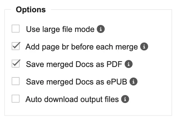 Merge Docs Pro Add on Options