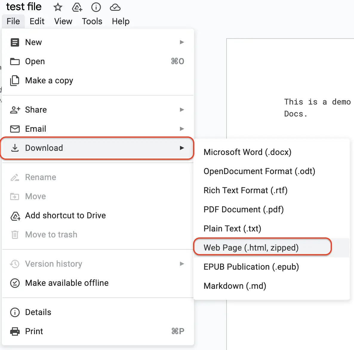 Exporting Google Docs as HTML