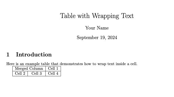 Table with Merged Columns