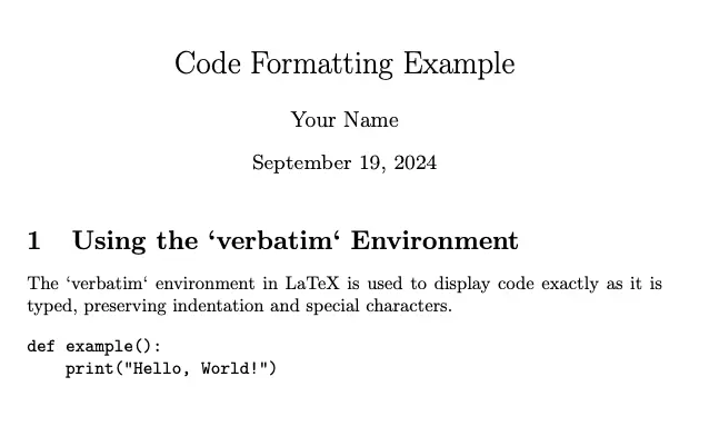 Using code blocks with Verbatim package