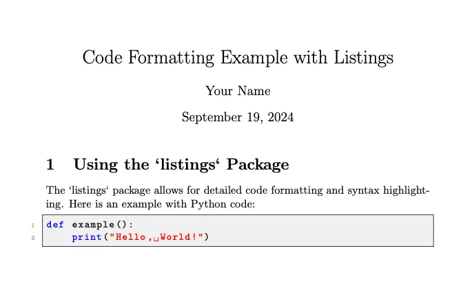 Uisng code with Listing package