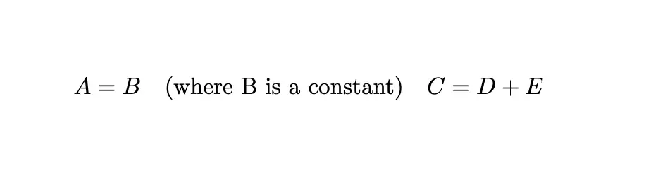 Handling equations with \quad in latex