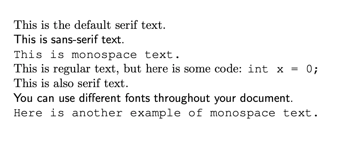 Changing font families in LaTeX