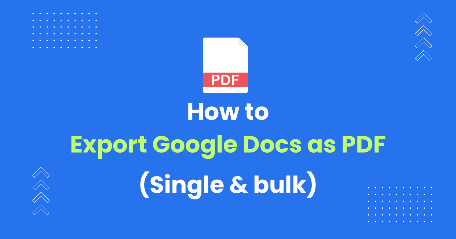 This tutorial teaches you how ot export Google Docs as PDFs using the built-in option for single PDF conversion, add-on for bulk conversions & exporting it to Google Drive